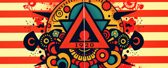 Painting with geometric shapes made with acrylic paint as abstract background
