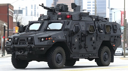 Armored vehicle city patrol street urban security