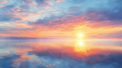 Fototapeta premium Sunset over the Ocean: A Serene Landscape