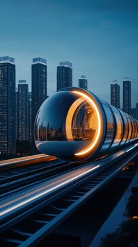 Futuristic travelers enjoying a hyperloop service, showcasing innovation in modern transportation.