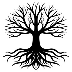 minimal tree root silhouette vector illustration