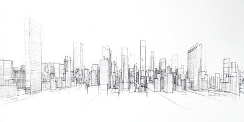 Fototapeta premium A Sketch Depicts A Modern City Skyline