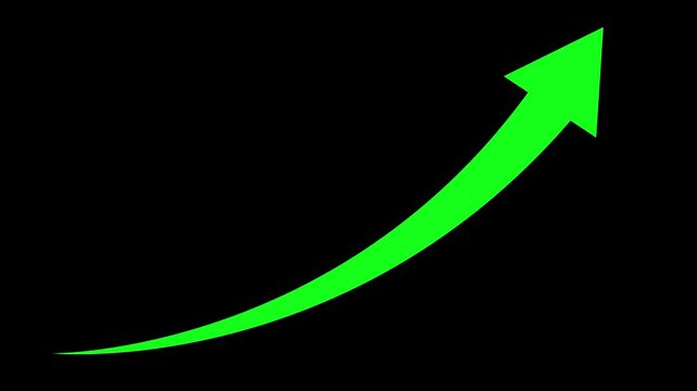 Business growth arrow and graph chart, Business line arrow, improvement, business strategy, arrow rising up. Arrows animation  
 black background green color