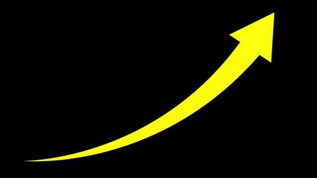Business growth arrow and graph chart, Business line arrow, improvement, business strategy, arrow rising up. Arrows animation  
 black background yeiiow color