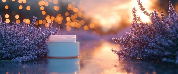 Lavender Cream Jar at Sunset.