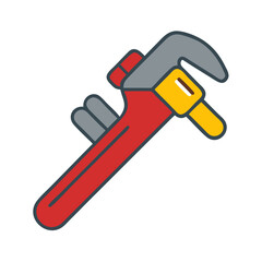 Pipe Wrench Icon in flat design with vibrant colors