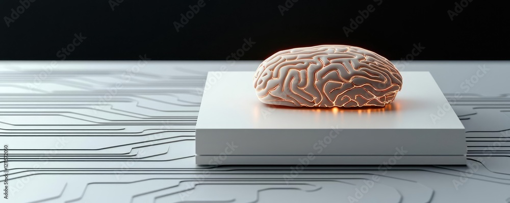 Poster ai-powered tutoring idea. a creative representation of a brain on a circuit board, symbolizing innov