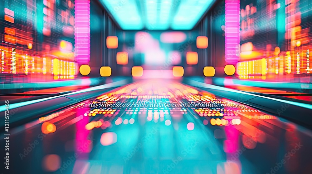 Poster virtual assistant ai concept. vibrant abstract circuit board with glowing elements and futuristic de