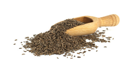 Wooden Scoop Overflowing with Caraway Seeds