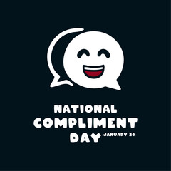 National Compliment Day. January 24. Flat design vector. Chat icon. Smile face.
