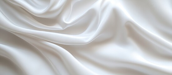 Obraz premium Elegant white satin fabric elegantly draped showcasing smooth textures and soft folds ideal for luxurious backgrounds and creative designs
