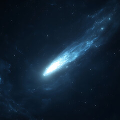 Fototapeta premium sleek comet glowing in a deep space scene, with an ethereal glow and sharp contrast