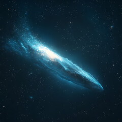 Fototapeta premium sleek comet glowing in a deep space scene, with an ethereal glow and sharp contrast