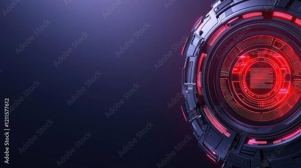 Poster automated feedback ai idea. futuristic design featuring glowing red elements set against a dark back