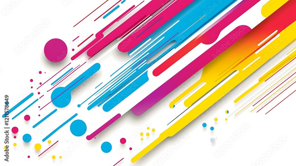 Poster abstract colorful diagonal lines and circles design