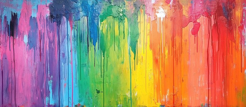 Vibrant graffiti wall displaying a comical design with expressive colors in a drippy paint backdrop featuring shades of pink, blue, and yellow.