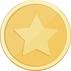 Gold coin, game coin, gold coin icon isolated on white background. Cabinet interior. Vector, cartoon illustration. Vector.