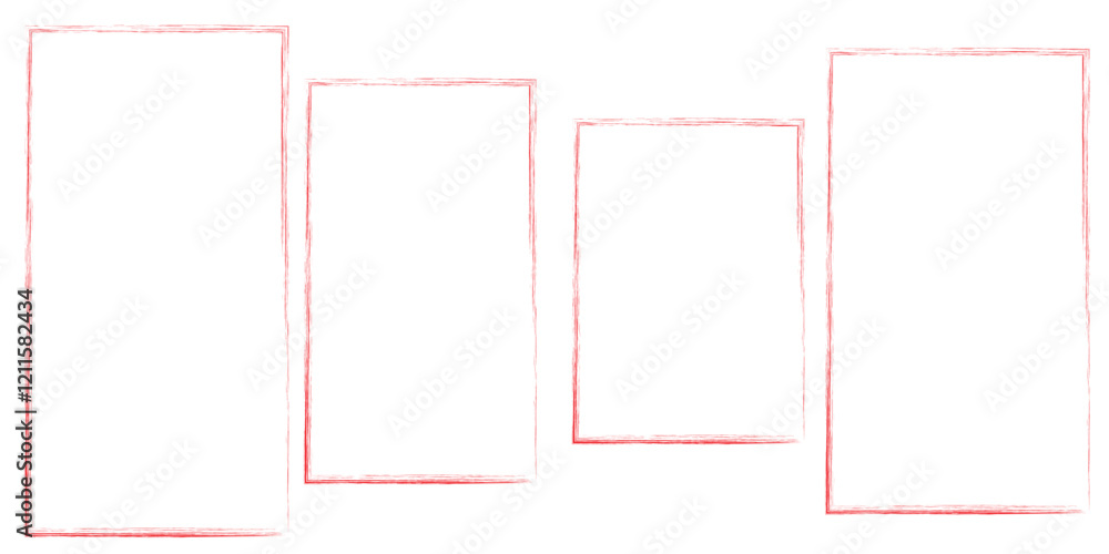 Poster vector set of square ink brush strokes as a representation of modern design. hand-drawn with rough e