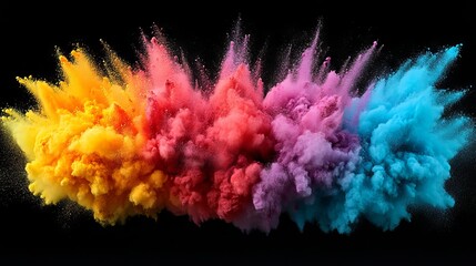 A colorful explosion of colored powder on a black background