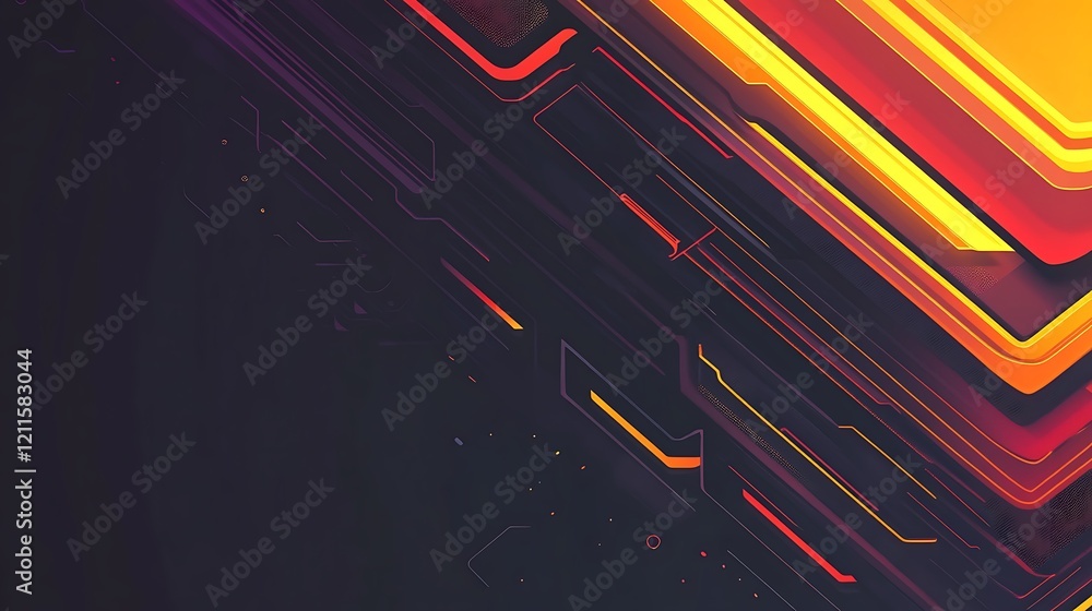 Poster abstract diagonal lines warm color tech design