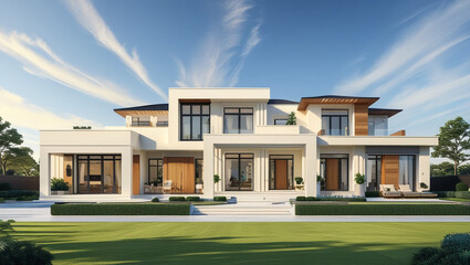 3d illustration of a newly built luxury home
