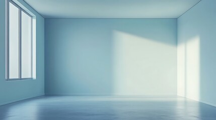 Obraz premium Empty Room with Light Blue Walls and Window