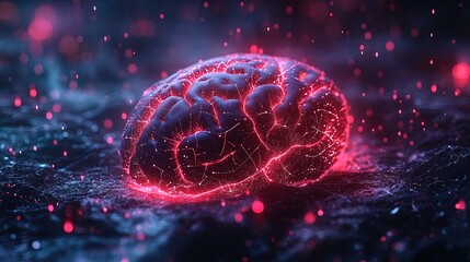 Digital visualization of neural networks in the brain, abstract lighting effects, high-tech medical concept  