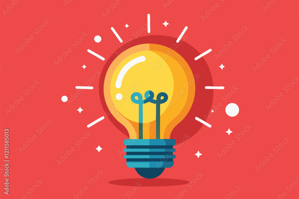 Aufkleber a colorful light bulb design illuminates the background with bright rays and playful graphic element