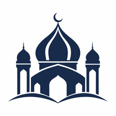 Minimalist Mosque Logo Silhouette on White