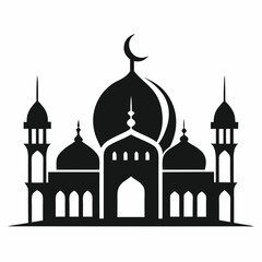 Minimalist Mosque Logo Silhouette on White