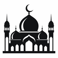 Minimalist Mosque Logo Silhouette on White