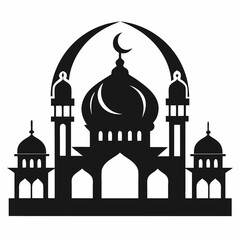 Minimalist Mosque Logo Silhouette on White