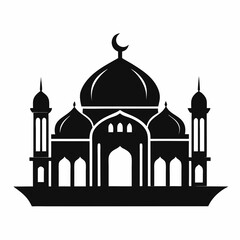 Minimalist Mosque Logo Silhouette on White