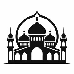 Minimalist Mosque Logo Silhouette on White