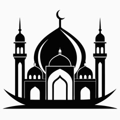 Minimalist Mosque Logo Silhouette on White