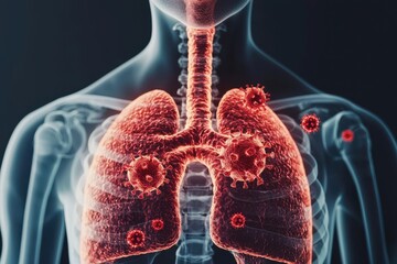 Health risks from lung virus spread detailed medical concept