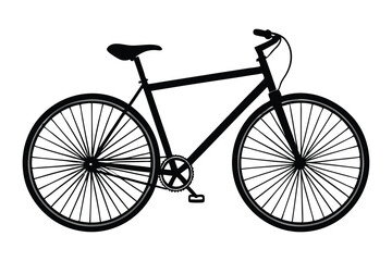 A simple, minimalist silhouette drawing of a bicycle in a side profile2.eps