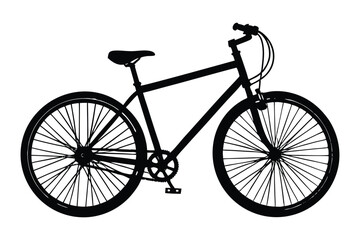A simple, minimalist silhouette drawing of a bicycle in a side profile3.eps