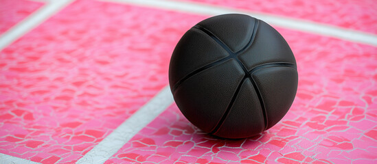 Black basketball pink court vibrant girls ladies sports team squad training competition fitness banner copy space youth athletic game coaching camp stylish modern bold design background energy