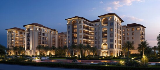 Luxury Resort at Dusk: Architectural Marvel