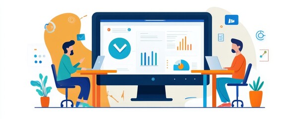 Fototapeta premium Online Video Conference Training Business Meeting Generative AI