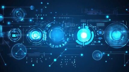 Fototapeta premium Futuristic tech interface; data streams flow, digital background, website design