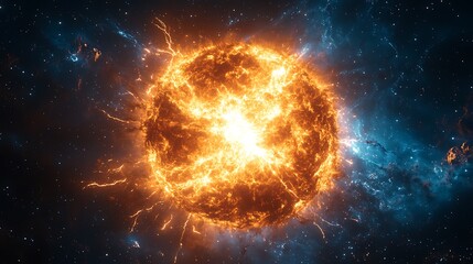 Fiery Stellar Explosion In Deep Space Nebula