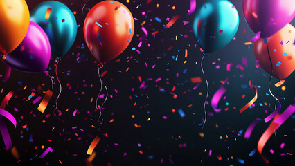Colorful Balloons and Confetti Celebration Background.