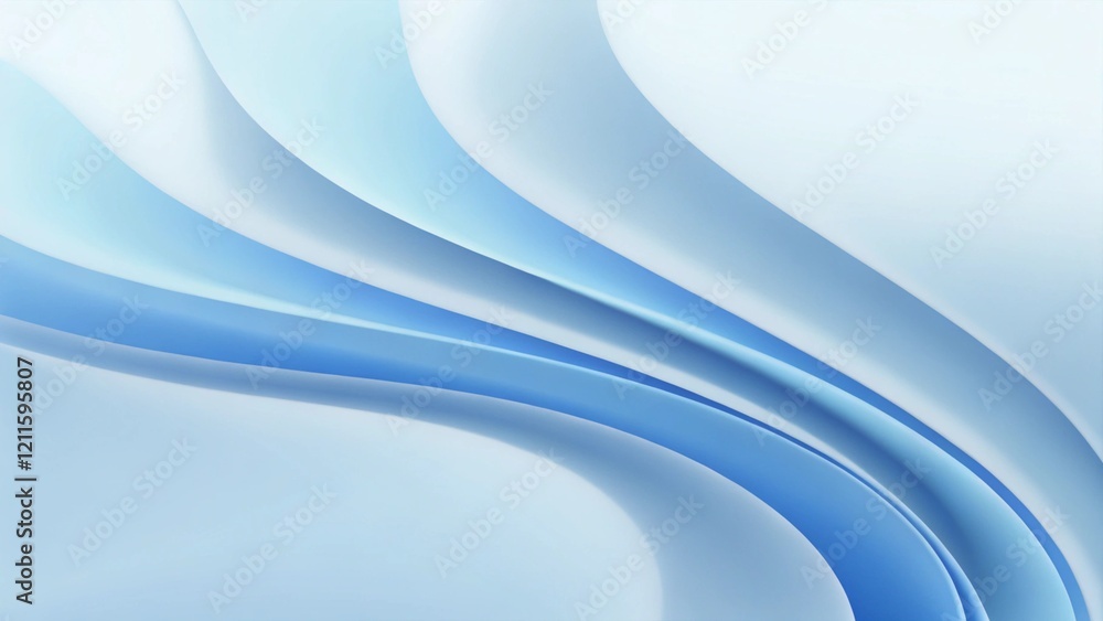 Poster Abstract soft blue wave background. 3d blue background with blue lines curved, wavy sparkle with copy space for text. Three-dimensional wave and blue background flowing elegant design smooth pattern
