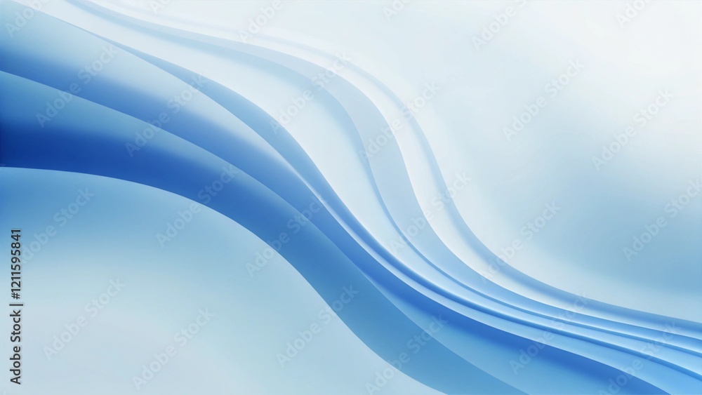 Poster Abstract soft blue wave background. 3d blue background with blue lines curved, wavy sparkle with copy space for text. Three-dimensional wave and blue background flowing elegant design smooth pattern
