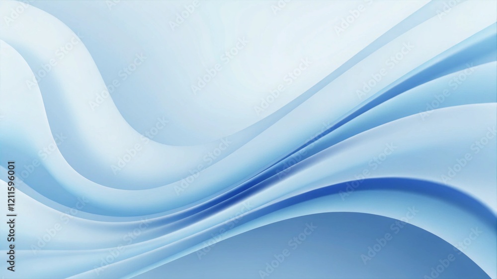 Poster Abstract soft blue wave background. 3d blue background with blue lines curved, wavy sparkle with copy space for text. Three-dimensional wave and blue background flowing elegant design smooth pattern