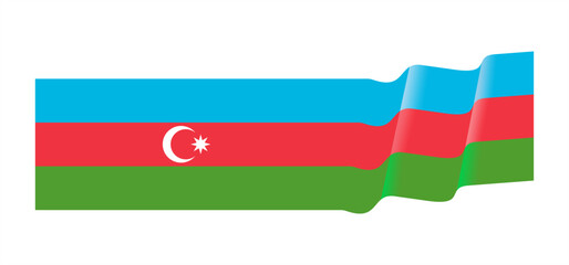 Azerbaijan flag waving style. National flag. Banner and border design element. 