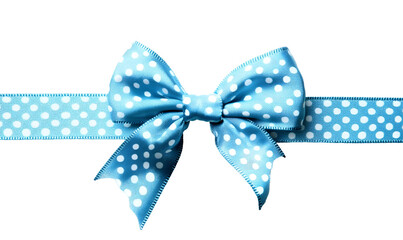 Blue polka dot bow ribbon, gift wrap, studio shot, isolated