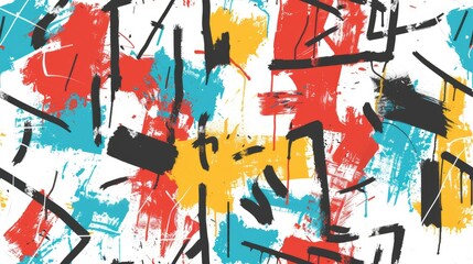 Obraz premium Abstract colorful pattern with bold brush strokes and shapes.